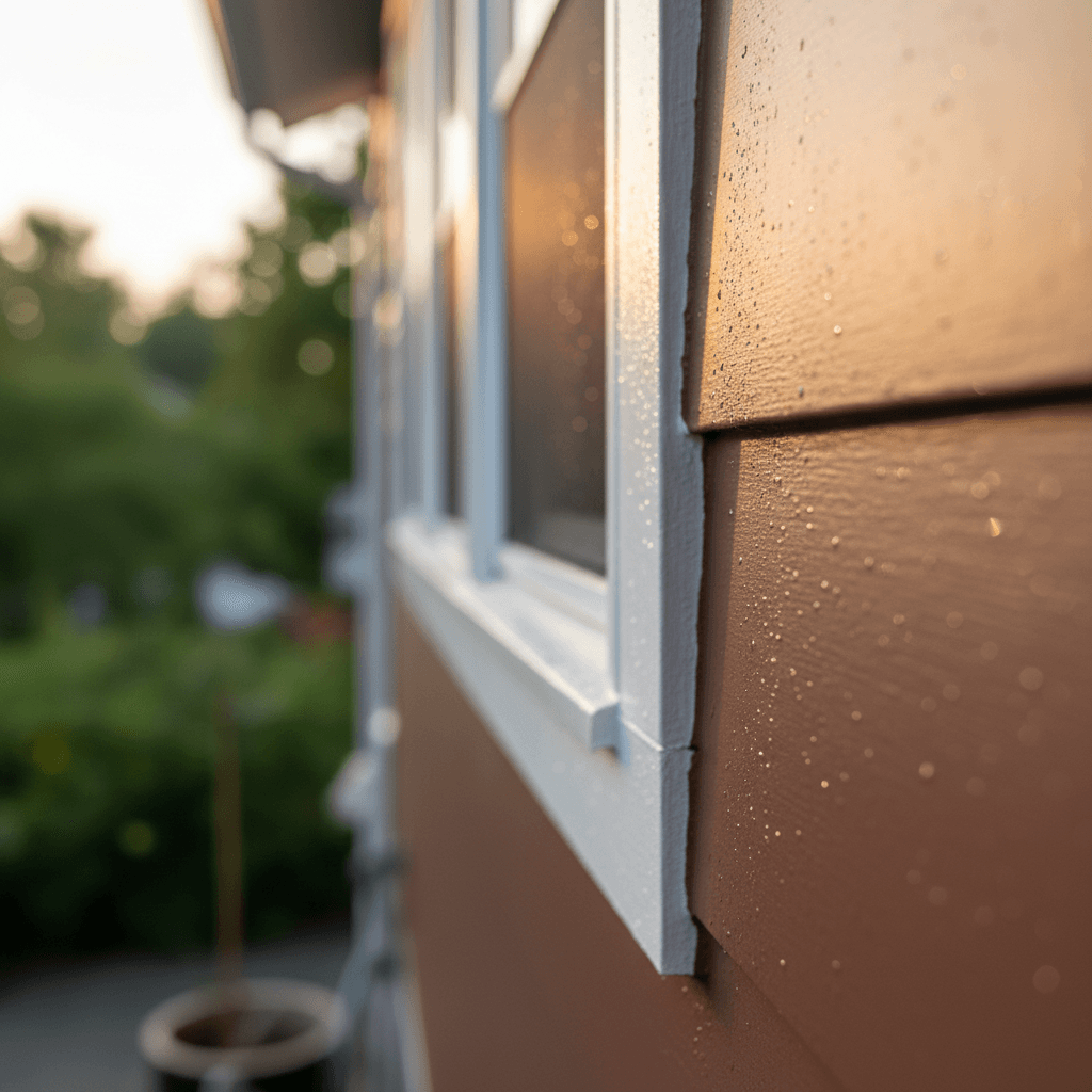 Freshly painted white trim on residential home exterior