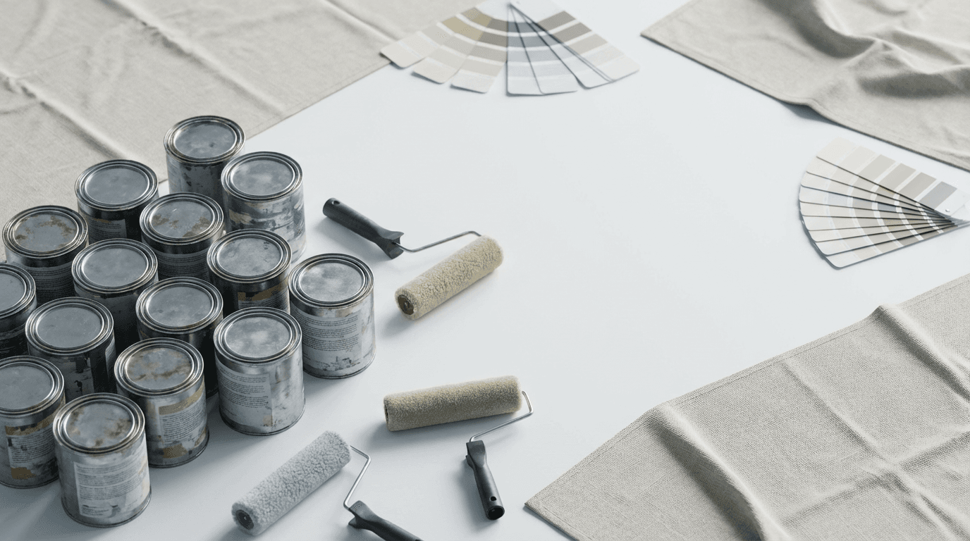 Professional exterior painting tools and materials organized for quality work