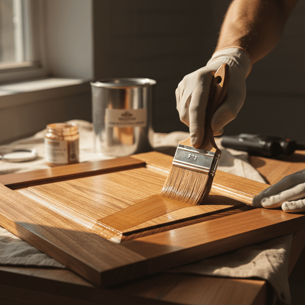 Fence staining with visible before and after sections